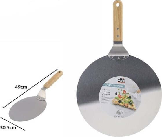 PALA SPATOLA PER PIZZA CON MANICO IN LEGNO PALETTA TAGLIERE TONDO 49X30,5CM 74185