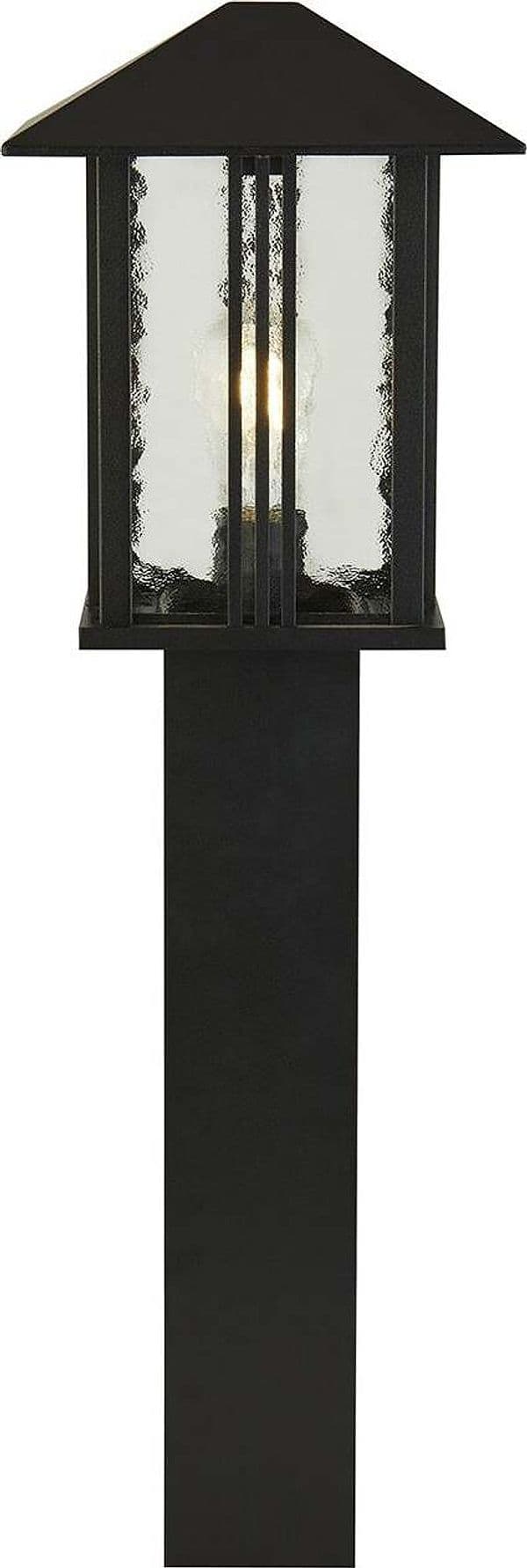 Paletto-Contemporaneo-Venezia-Alluminio-Nero-Vetro-Trasparente-1-Luce-E27-74Cm