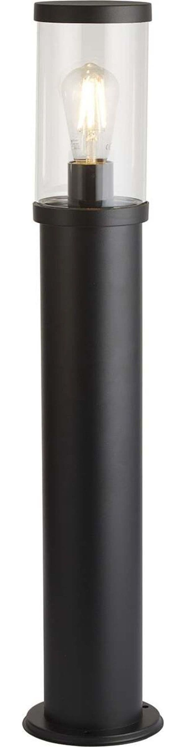Paletto-Da-Esterno-Contemporaneo-Bakerloo-Alluminio-Nero-Vetro-1-Luce-E27-73Cm