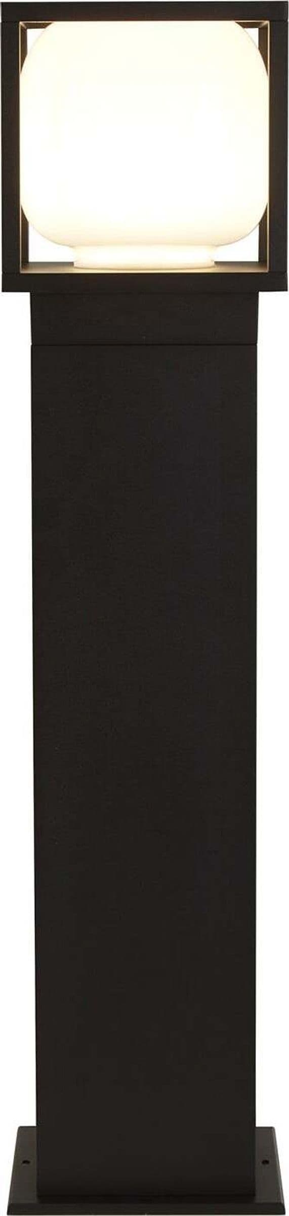 Paletto-Esterno-Moderno-Atene-Alluminio-Bianco-Policarbonato-Nero-Led-9W-3000K