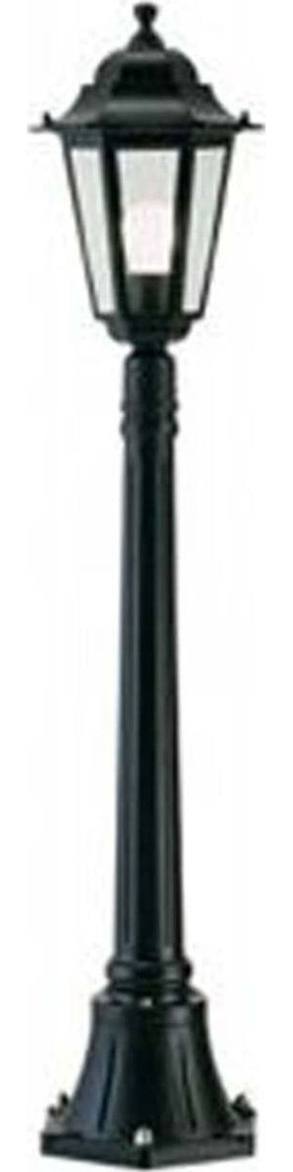 Palo-Basso-Da-Esterno-H113Cm-Esagonale-Alluminio-E-Vetro-Nero-1-Luce-E27