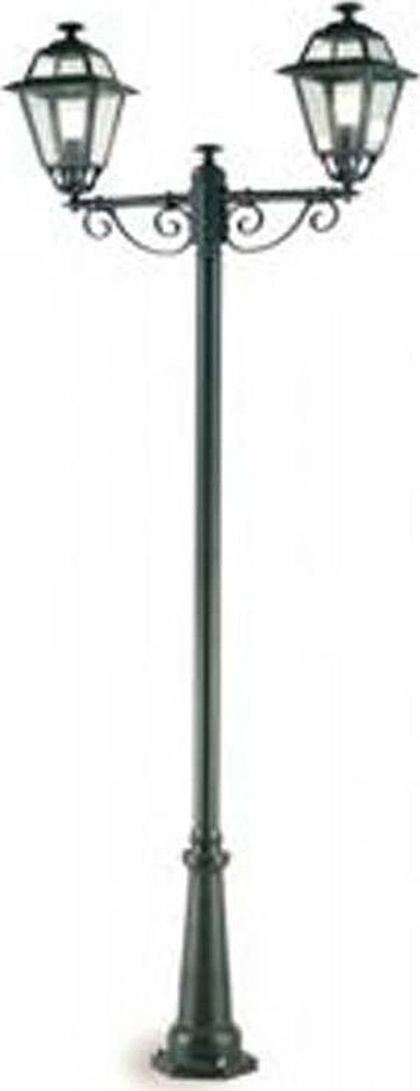 Palo-Da-Esterno-Contemporaneo-250Cm-Elegance-Alluminio-E-Vetro-Grigio-2-Luci-E27