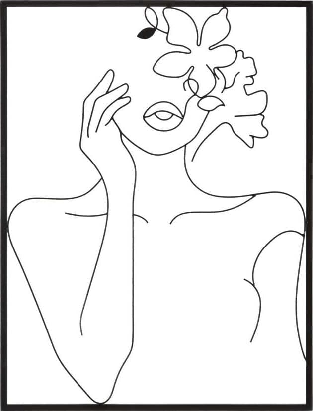Pannello-In-Ferro-Woman-With-Flowers-Cm-60X1X80