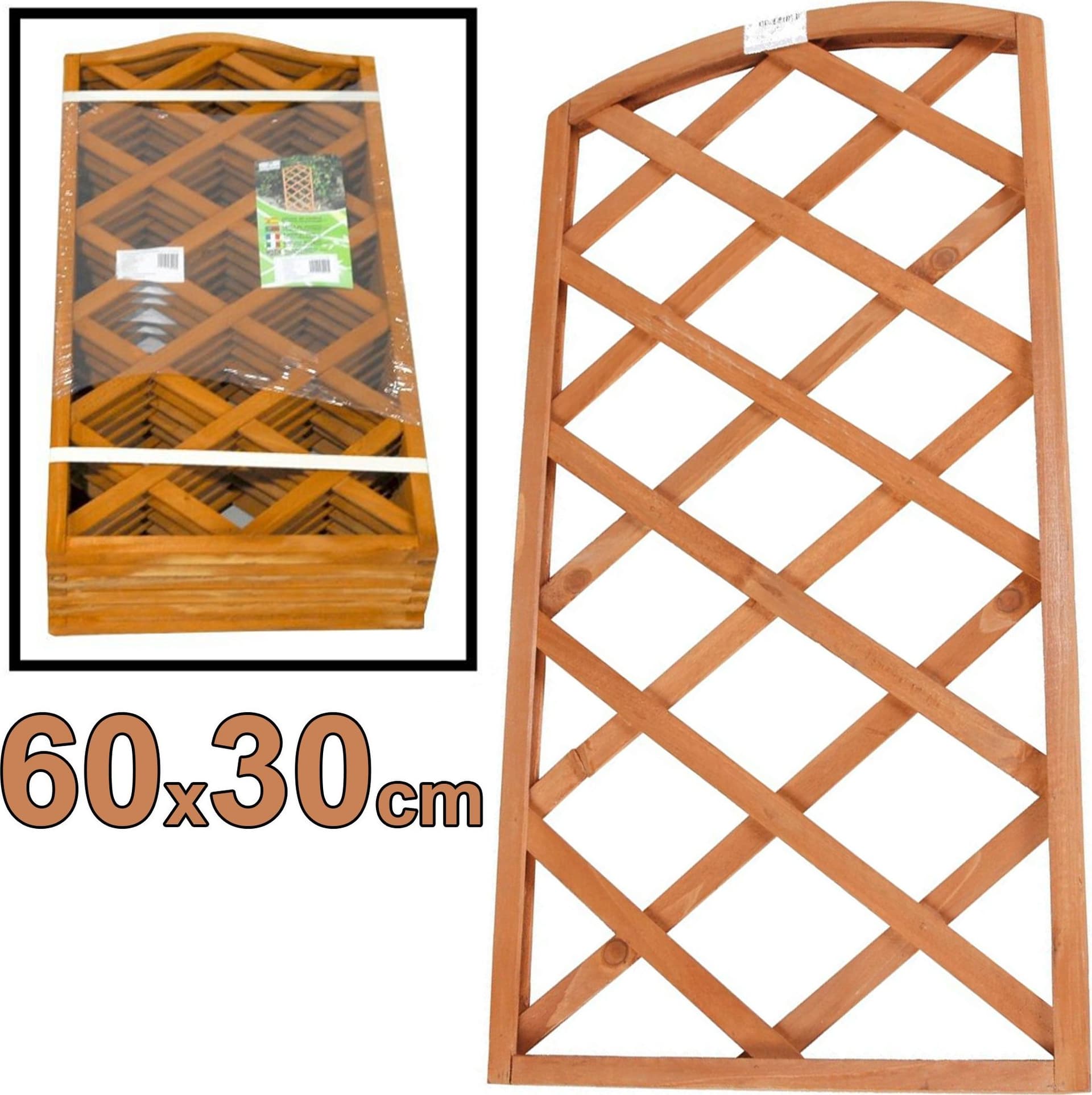 PANNELLO TRALICCIO RECINZIONE IN LEGNO SCURO 60 X 30 CM RAMPICANTI GIARDINO