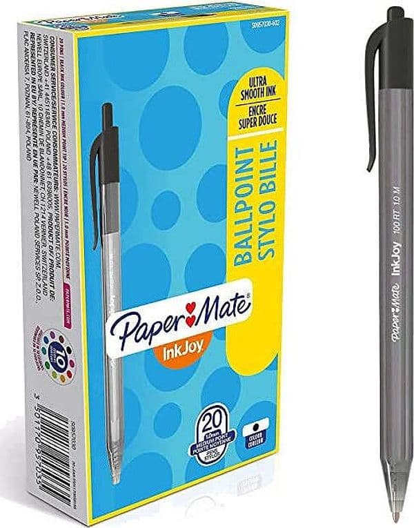 Papermate-InkJoy-Confezione-da-20-Penne-a-Sfera-a-Scatto-Punta-Media-Nero-Paper-Mate