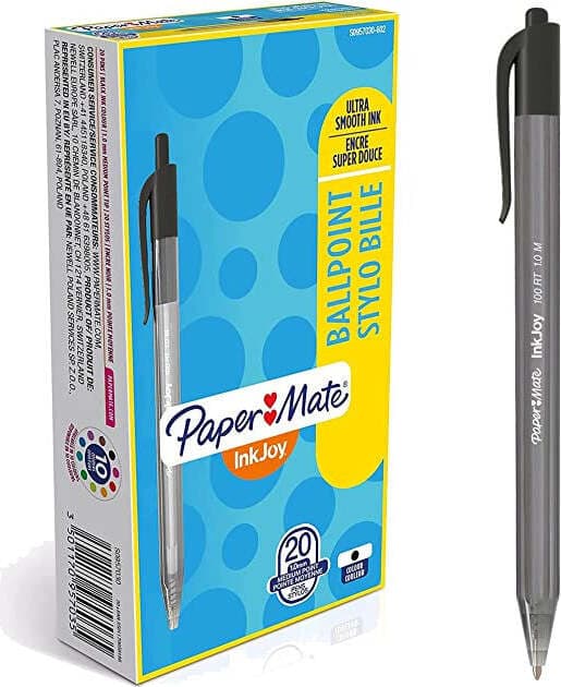 Papermate-InkJoy-Confezione-da-20-Penne-a-Sfera-a-Scatto-Punta-Media-Nero-Paper-Mate