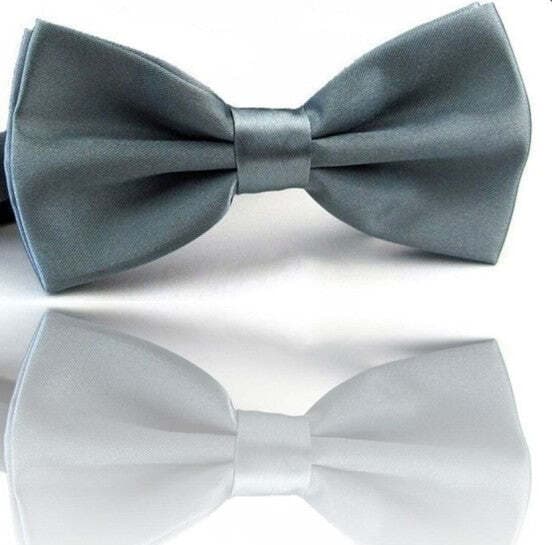 PAPILLON SETA GRIGIO PERLA CRAVATTINO FARFALLINO CRAVATTA FRACK UOMO DONNA