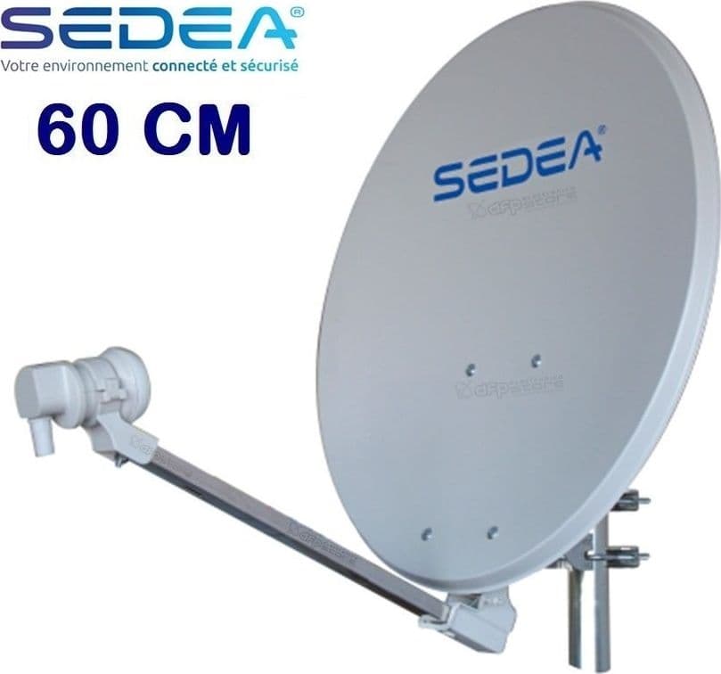 Parabola-satellitare-60-Cm-in-acciaio-con-LNB-Singola-Uscita-SEDEA