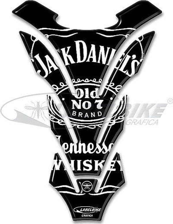 PARASERBATOIO-Jack-Daniel's-ADESIVI-3D-in-RESINA-Protezione-SERBATOIO-MOTO-Nero