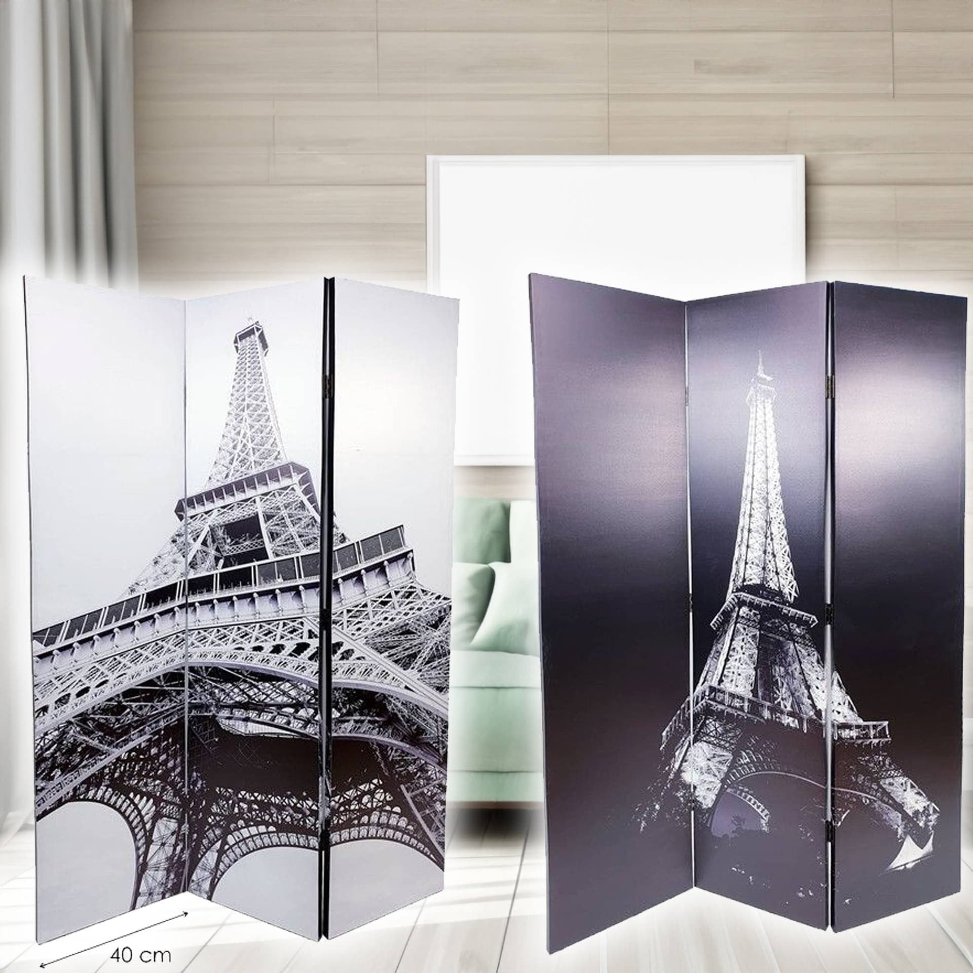 Paravento Separe Divisorio Con 3 Pannelli 180x120cm Stampa Fronte Retro Parigi Casa e cucina/Arredamento/Camera da letto/Paraventi Trade Shop italia - Napoli, Commerciovirtuoso.it