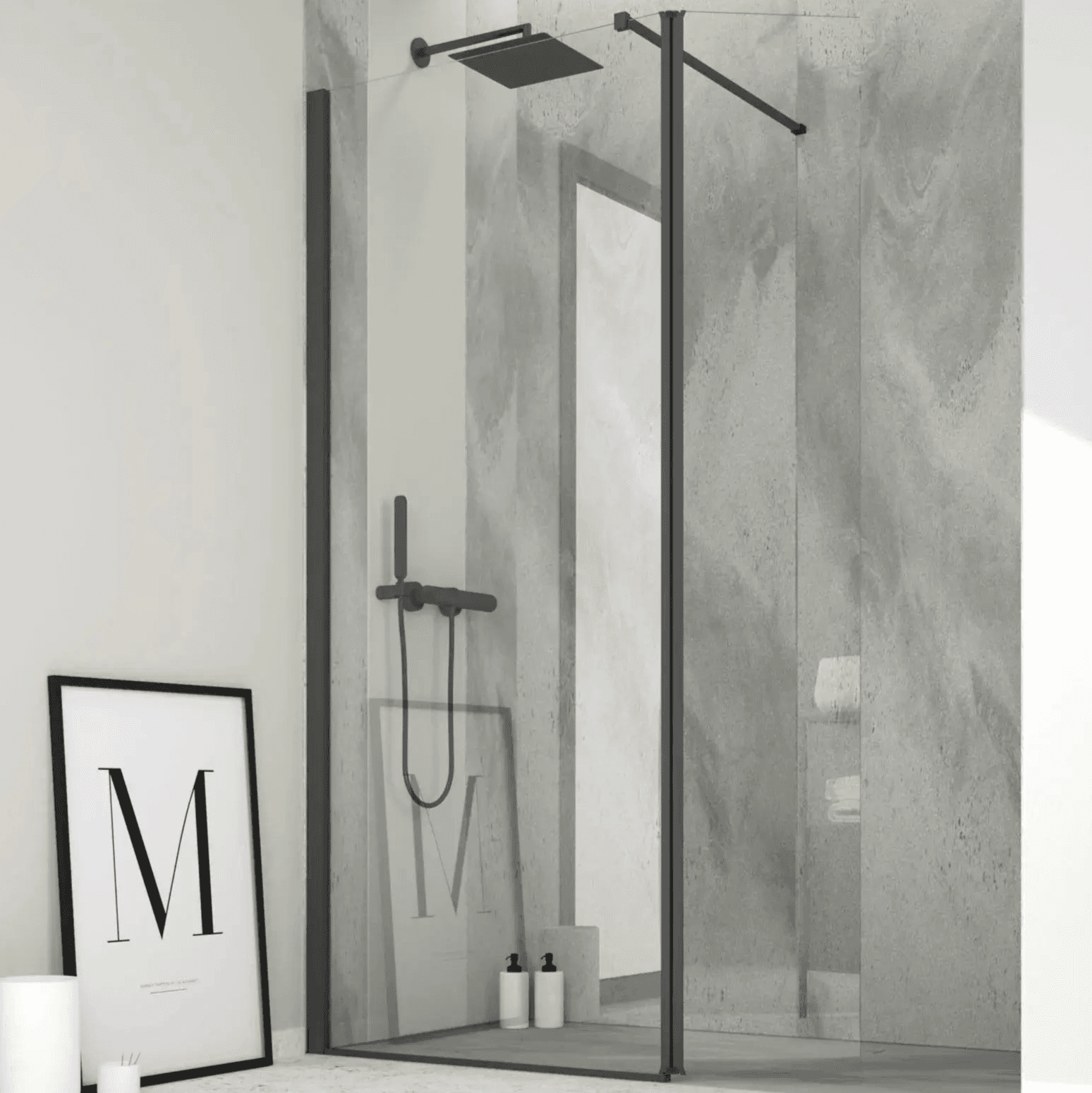 Parete Doccia Walk-In Con Paraschizzi H200 6mm