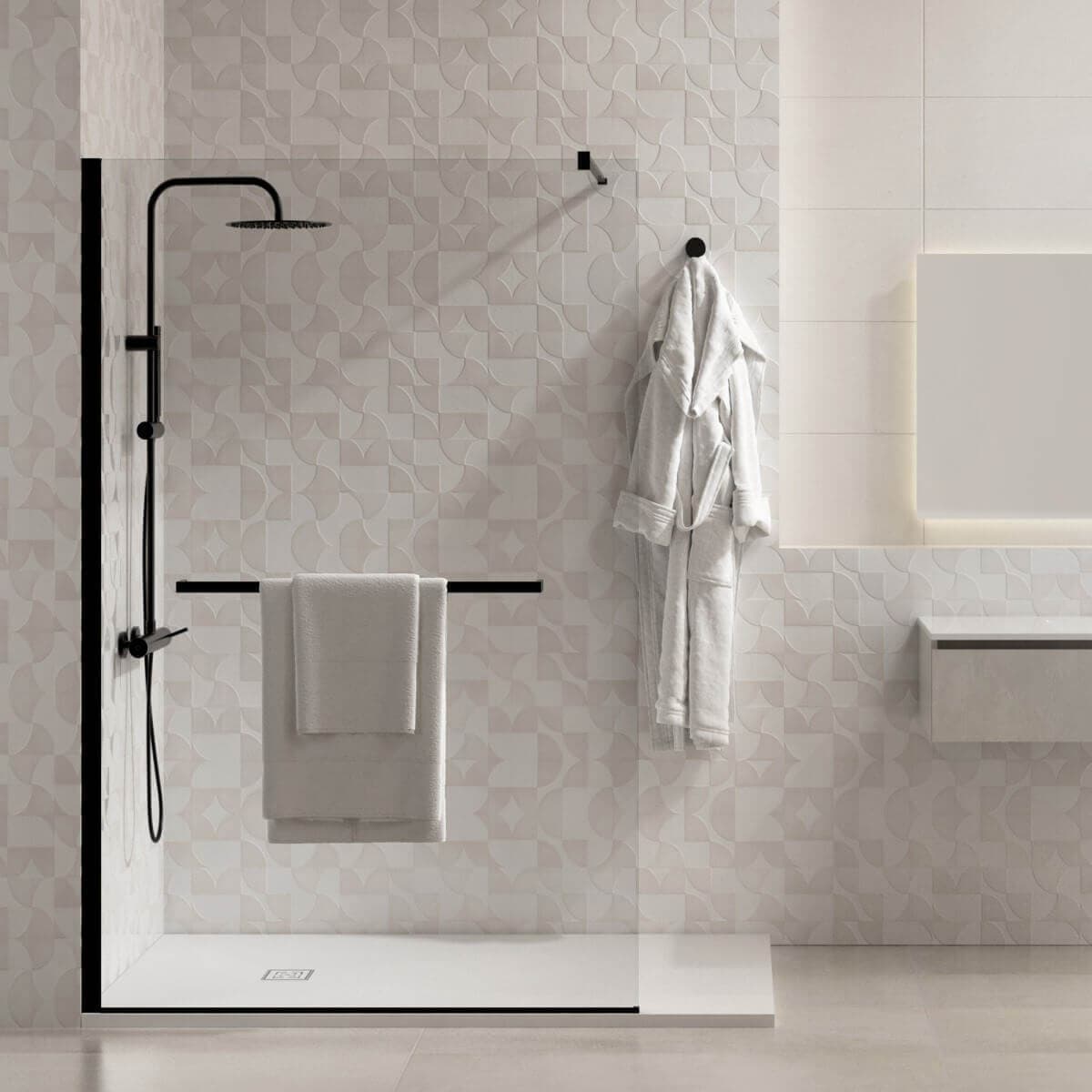 Parete Doccia Walk In H195cm Cristallo 8mm Trasparente Anticalcare Profilo Nero Con Porta Asciugamani Nero Design Moderno Minimal Fai da te/Attrezzature per cucine e bagni/Attrezzature per bagni/Docce e componenti doccia/Box doccia Shopbagno.it - Roma, Commerciovirtuoso.it