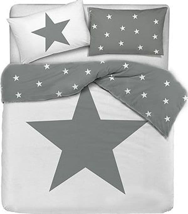 Set copripiumino federe letto 100% cotone stampa digitale STELLA GRIGIO/STELLINE in Set copripiumini e federe Vanita di raso - Sesto San Giovanni, commercioVirtuoso.it