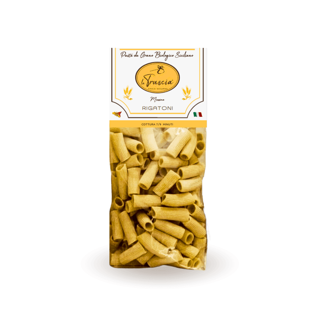 Pasta di Semola di Grano Duro Biologico Siciliano - Rigatoni in Pasta corta La Truscia Tipico Siciliano - Messina, commercioVirtuoso.it