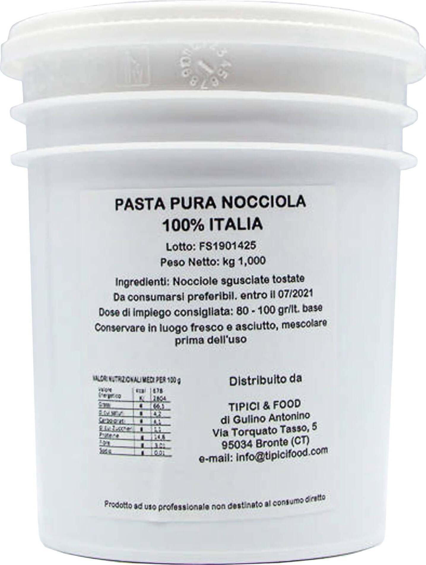 Pasta pura di Nocciola 100% Italia - barattolo 1kg Tipici&Food