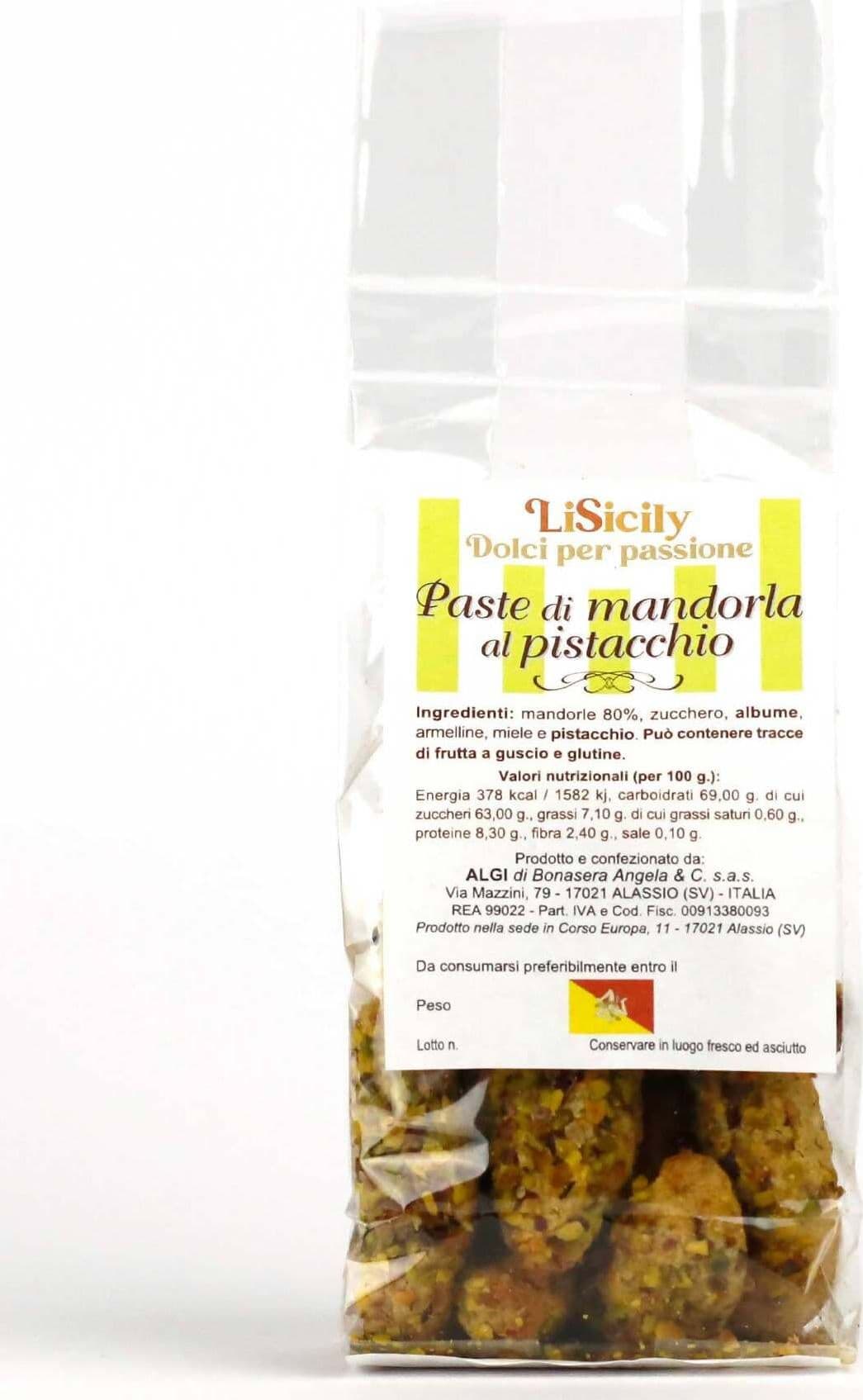 Paste Di Mandorla Siciliane Artigianali 500gr. Al Pistacchio Di Bronte Biscotti Tradizionali Fatti A Mano 100% Mandorle Siciliane e Pistacchio Di Bronte Made In Italy alimentari LiSicily dolci per passione - Alassio, Commerciovirtuoso.it