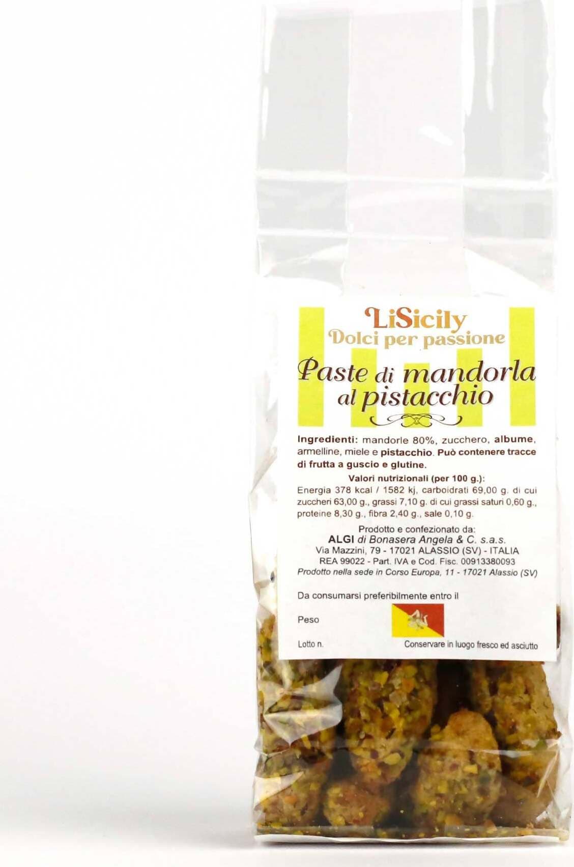 Paste Di Mandorla Siciliane Artigianali 500gr. Al Pistacchio Biscotti Tradizionali Fatti A Mano 100% Mandorle e Pistacchio Made In Italy Lisicily