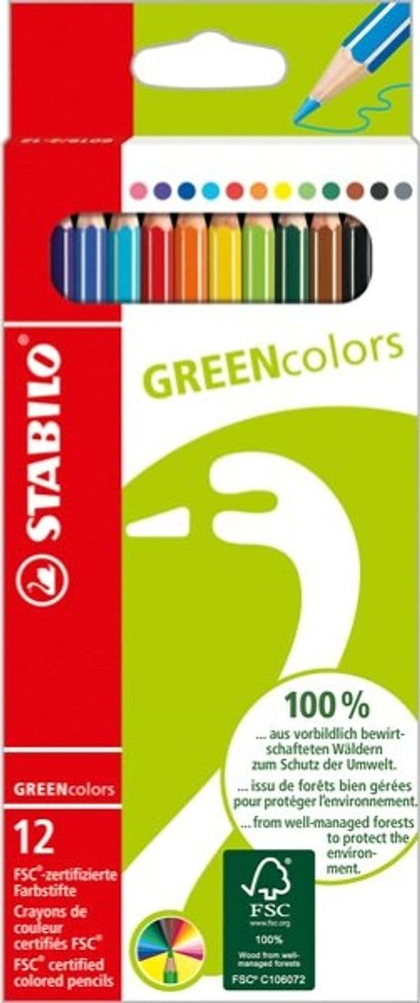 Pastelli colorati GreenColors - diametro mina 2 5 mm - Stabilo - astuccio 12 pezzi Giochi e giocattoli/Attività creative/Accessori per disegnare e colorare/Pennelli Eurocartuccia - Pavullo, Commerciovirtuoso.it
