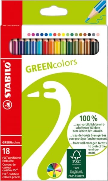 Pastelli GreenColors - diametro mina 2 5 mm - Stabilo - astuccio 18 pezzi Giochi e giocattoli/Attività creative/Accessori per disegnare e colorare/Pennelli Eurocartuccia - Pavullo, Commerciovirtuoso.it