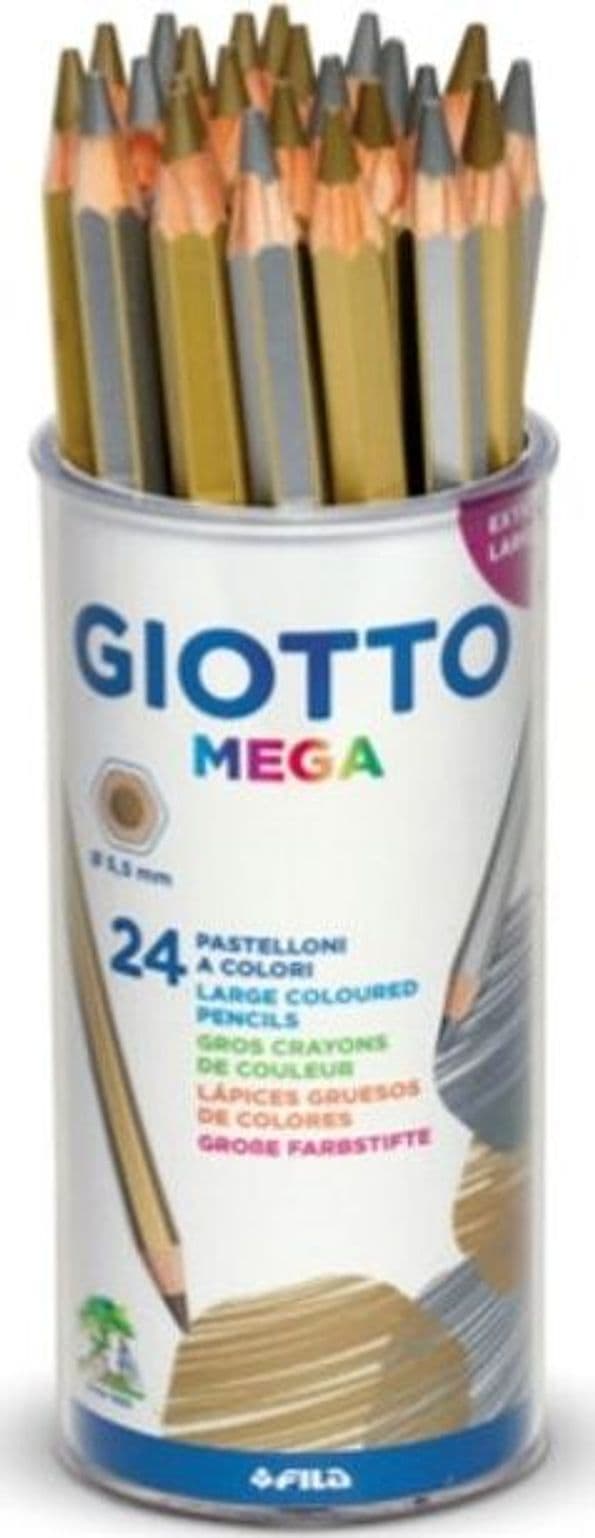 Pastelli Mega - diametro mina 5 5 mm - oro-argento - Giotto - barattolo 24 pezzi Giochi e giocattoli/Attività creative/Accessori per disegnare e colorare/Pennelli Eurocartuccia - Pavullo, Commerciovirtuoso.it