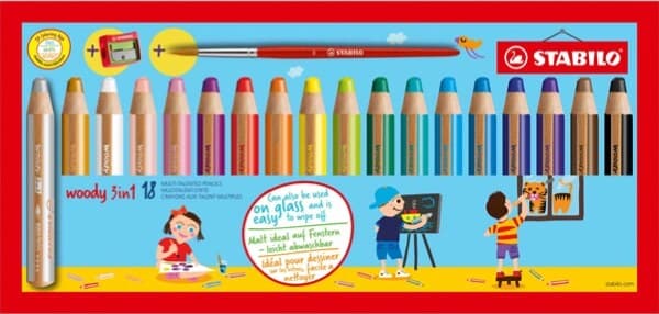 Pastelli Woody 3 in 1 - mina 10 mm - con temperino - Stabilo - astuccio 18 pezzi Giochi e giocattoli/Attività creative/Accessori per disegnare e colorare/Pennelli Eurocartuccia - Pavullo, Commerciovirtuoso.it