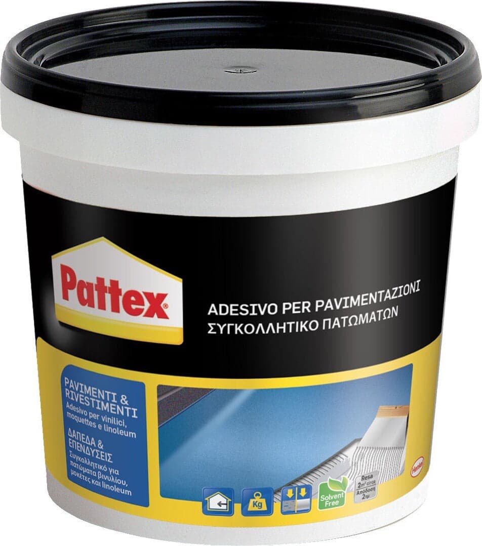 Pattex Pavimenti e Rivestimenti 850gr. Colla per rivestimenti a presa rapida, Colla per tessuti, moquette, linoleum, PVC, gomma, sughero, Colla per pavimenti e pareti, secchio 850gr. Fai da te/Ferramenta/Adesivi e sigillanti/Adesivi universali Ferus - Montoro, Commerciovirtuoso.it