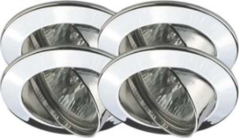 PAULMANN---SET-4-FARETTI-LED-DA-INCASSO---ORIENTABILI-/-ROTONDI-/-CROMO---12V-/-GU5.3-/-4x35W-/-IP23