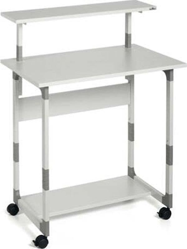 Pc Workstation System 80 VH - 80x56 4x92-122 cm - 3 ripiani - con ruote - grigio - Durable Casa e cucina/Arredamento/Studio/Scrivanie e postazioni di lavoro/Postazioni di lavoro per computer Eurocartuccia - Pavullo, Commerciovirtuoso.it