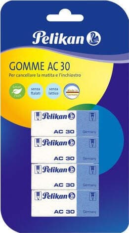PELIKAN-Gomma-cancellare-Ac30-Doppio-Uso-4-pz-Bianco-e-Blu