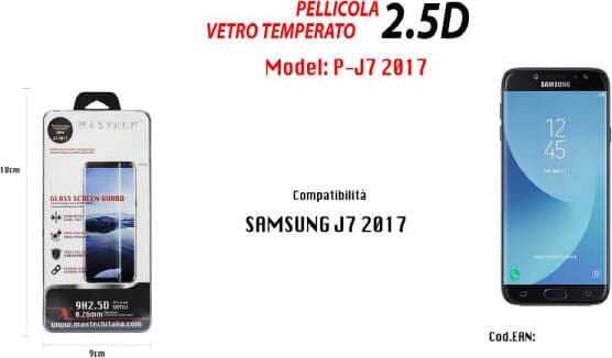 PELLICOLA VETRO TEMPERATO PER SAMSUNG J7 2017 PROTEZIONE SCHERMO MAXTECH P-J7 2017