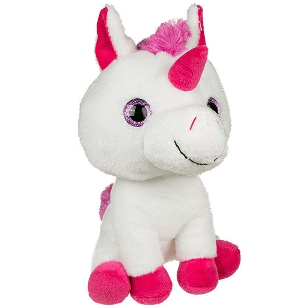 Peluche-Morbido-Per-Bambini-A-Forma-Di-Unicorno-Liocorno-Colore-Bianco-E-Fucsia