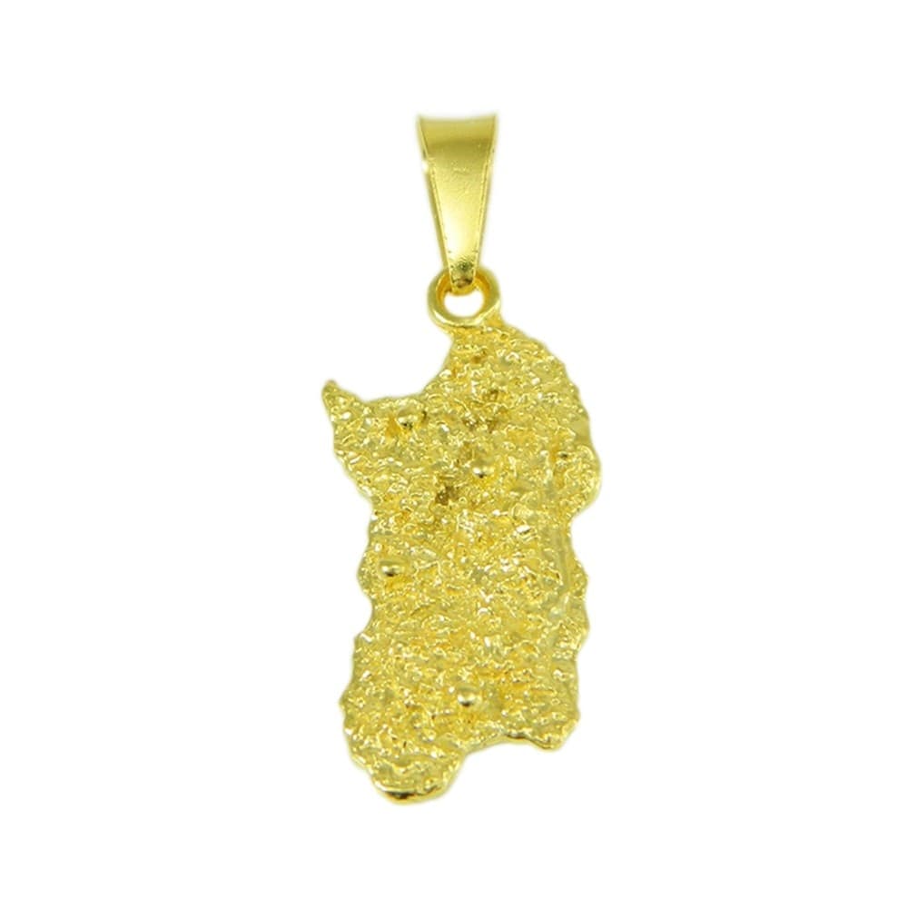 Pendente Sardegna in oro giallo con montagne in rilievo grande in Ciondoli Gioielleria Saba - Dolianova, commercioVirtuoso.it