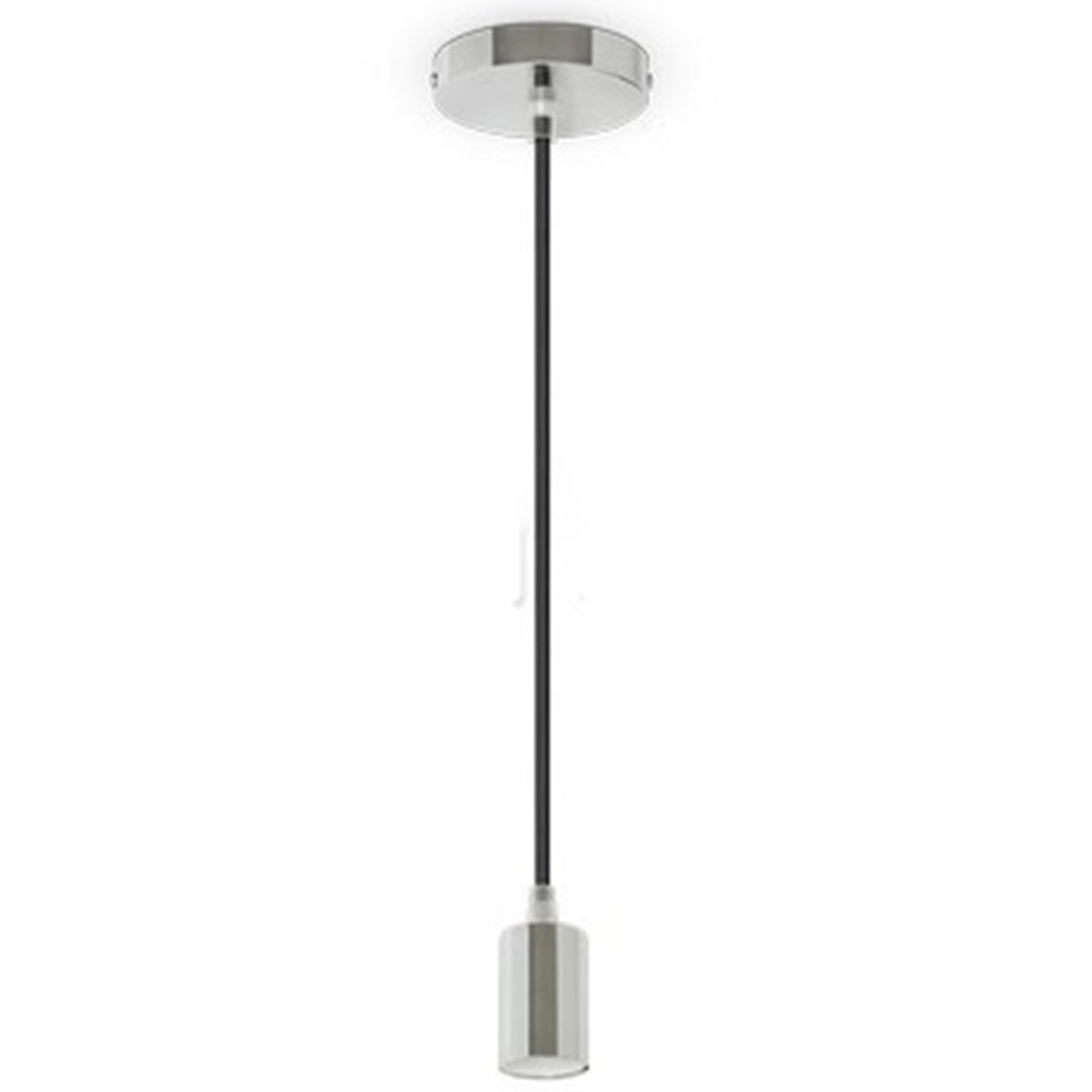 PENDENTE IN ACCIAIO NERO A SOFFITTO CROMATO PORTALAMPADA LAMPADA MODERNO DESIGN Trade Shop italia - Napoli, Commerciovirtuoso.it