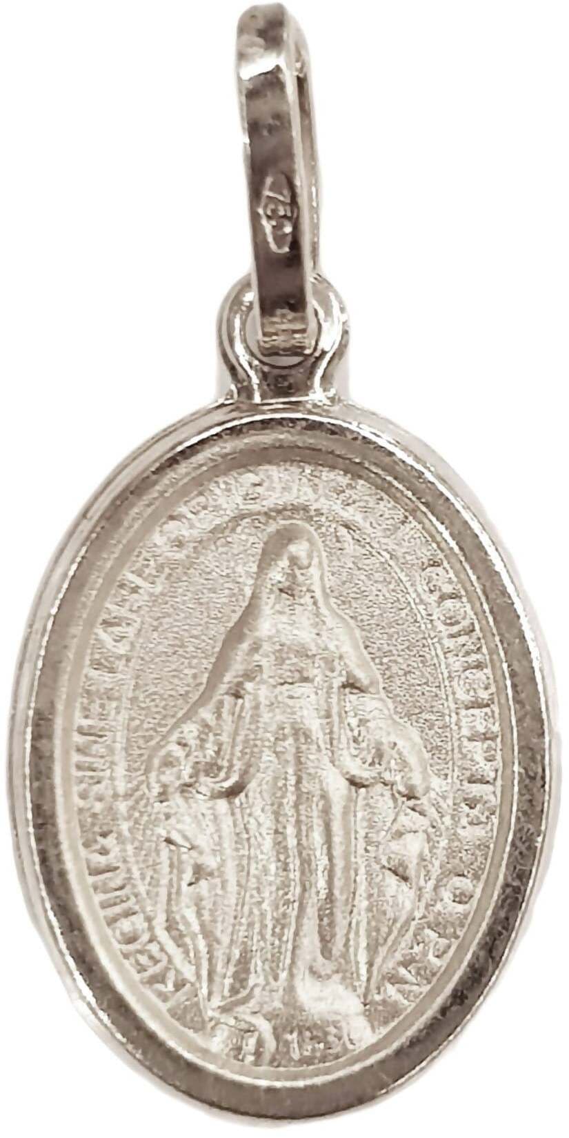 Pendente Medaglia Madonna Miracolosa in oro bianco 750/1000 Medaglietta Religiosa Unisex in Ciondoli E B Gioielli - Siderno, commercioVirtuoso.it