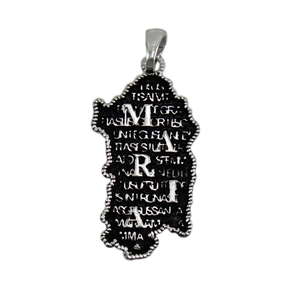 Pendente Sardegna in argento con preghiera Ave Maria in sardo brunita in Ciondoli Gioielleria Saba - Dolianova, commercioVirtuoso.it