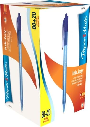 Penna a sfera a scatto Inkjoy 100 RT - punta 1 0mm - blu - Papermate - conf. 80+20 pezzi Cancelleria e prodotti per ufficio/Penne matite scrittura e correzione/Penne e ricariche/Penne roller a inchiostro gel Eurocartuccia - Pavullo, Commerciovirtuoso.it