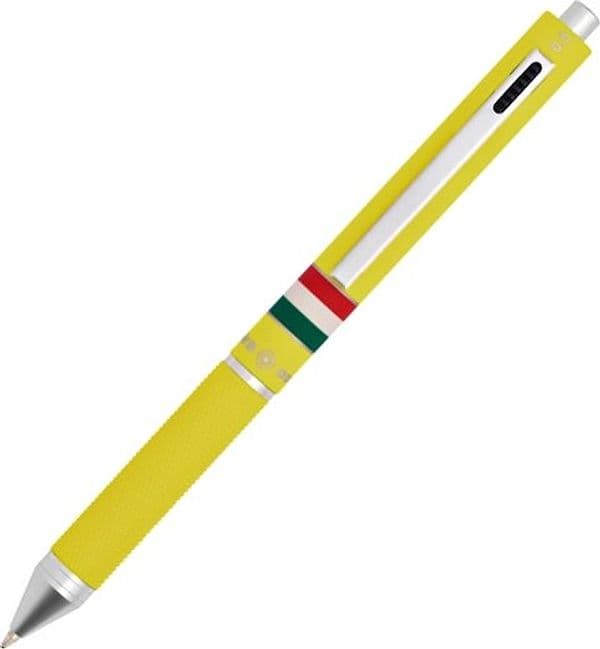 Penna a sfera a scatto multifunzione - fusto giallo gommato Italia - Osama Cancelleria e prodotti per ufficio/Penne matite scrittura e correzione/Penne e ricariche/Penne a sfera Eurocartuccia - Pavullo, Commerciovirtuoso.it