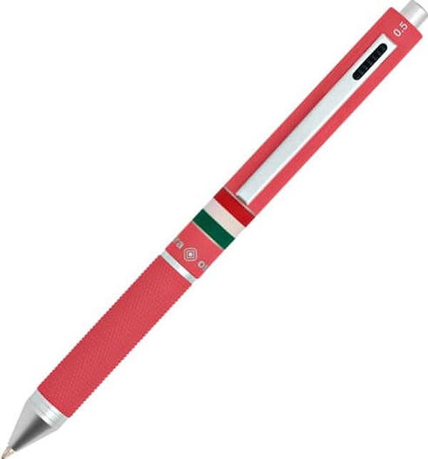Penna a sfera a scatto multifunzione - fusto rosa gommato Italia - Osama Cancelleria e prodotti per ufficio/Penne matite scrittura e correzione/Penne e ricariche/Penne a sfera Eurocartuccia - Pavullo, Commerciovirtuoso.it