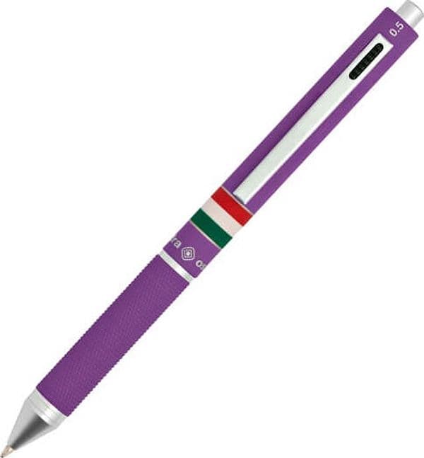 Penna a sfera a scatto multifunzione - fusto viola gommato Italia - Osama Cancelleria e prodotti per ufficio/Penne matite scrittura e correzione/Penne e ricariche/Penne a sfera Eurocartuccia - Pavullo, Commerciovirtuoso.it