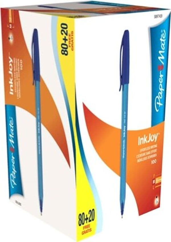 Penna a sfera con cappuccio Inkjoy 100 RT - punta 1 0mm - blu - Papermate - conf. 80+20 pezzi Cancelleria e prodotti per ufficio/Penne matite scrittura e correzione/Penne e ricariche/Penne roller a inchiostro gel Eurocartuccia - Pavullo, Commerciovirtuoso.it