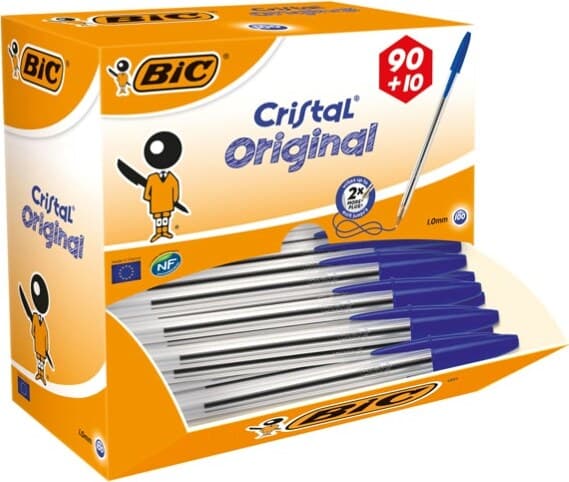 Penna a sfera Cristal - punta media 1 0mm - blu - Bic - conf. 90+10 pezzi Cancelleria e prodotti per ufficio/Penne matite scrittura e correzione/Penne e ricariche/Penne roller a inchiostro gel Eurocartuccia - Pavullo, Commerciovirtuoso.it