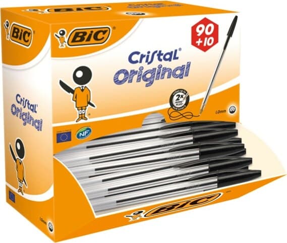 Penna a sfera Cristal - punta media 1 0mm - nero - Bic - conf. 90+10 pezzi Cancelleria e prodotti per ufficio/Penne matite scrittura e correzione/Penne e ricariche/Penne roller a inchiostro gel Eurocartuccia - Pavullo, Commerciovirtuoso.it