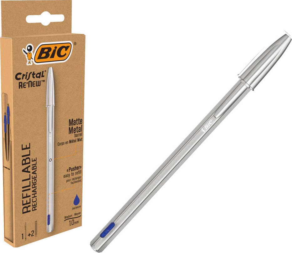 Penna-bic-metal-blu-con-2-ricariche