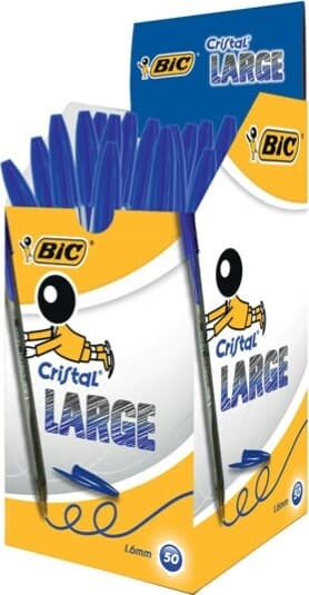 Penna sfera Cristal Large - punta 1 6 mm - blu - Bic - conf. 50 pezzi Cancelleria e prodotti per ufficio/Penne matite scrittura e correzione/Penne e ricariche/Penne roller a inchiostro gel Eurocartuccia - Pavullo, Commerciovirtuoso.it