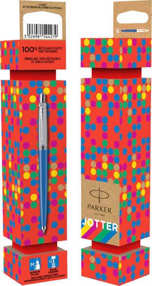 Penna sfera Jotter Cracker - fusto blu denim - inchiostro blu - Parker Cancelleria e prodotti per ufficio/Penne matite scrittura e correzione/Penne e ricariche/Penne a sfera Eurocartuccia - Pavullo, Commerciovirtuoso.it