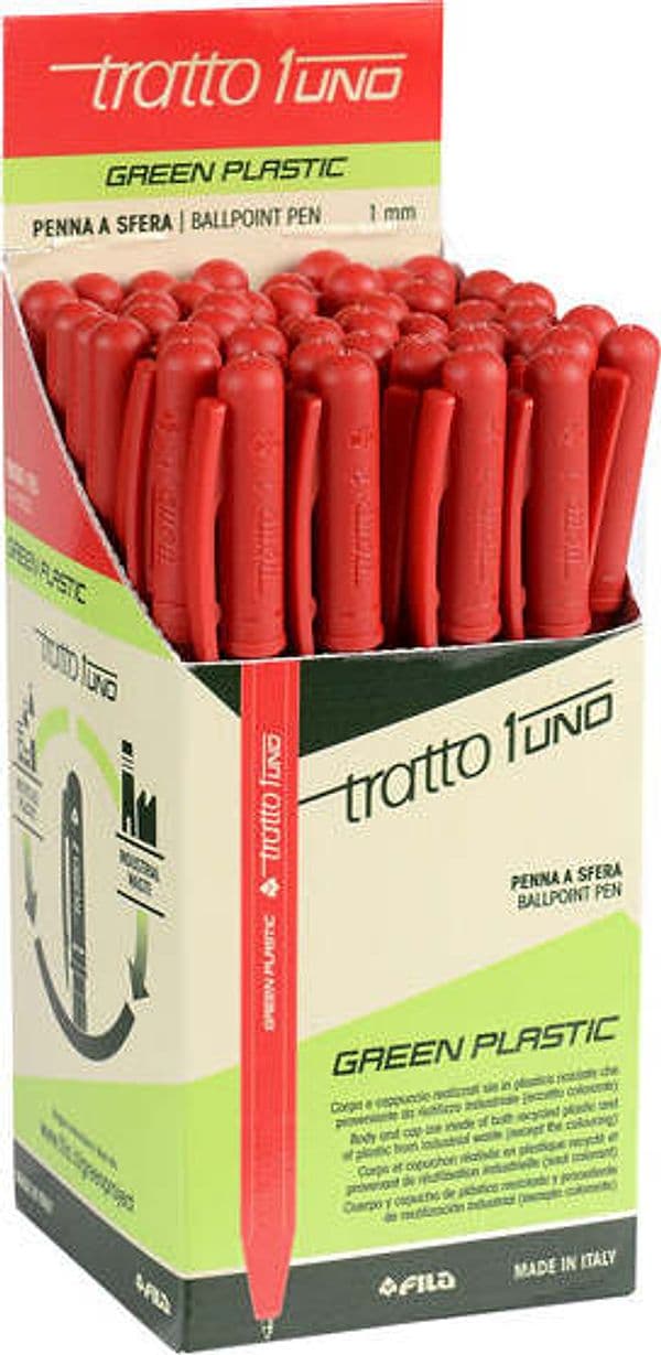 Penna sfera Tratto Uno Green - punta media 1 mm - rosso - Tratto - conf. 50 pezzi Cancelleria e prodotti per ufficio/Penne matite scrittura e correzione/Penne e ricariche/Penne roller a inchiostro gel Eurocartuccia - Pavullo, Commerciovirtuoso.it