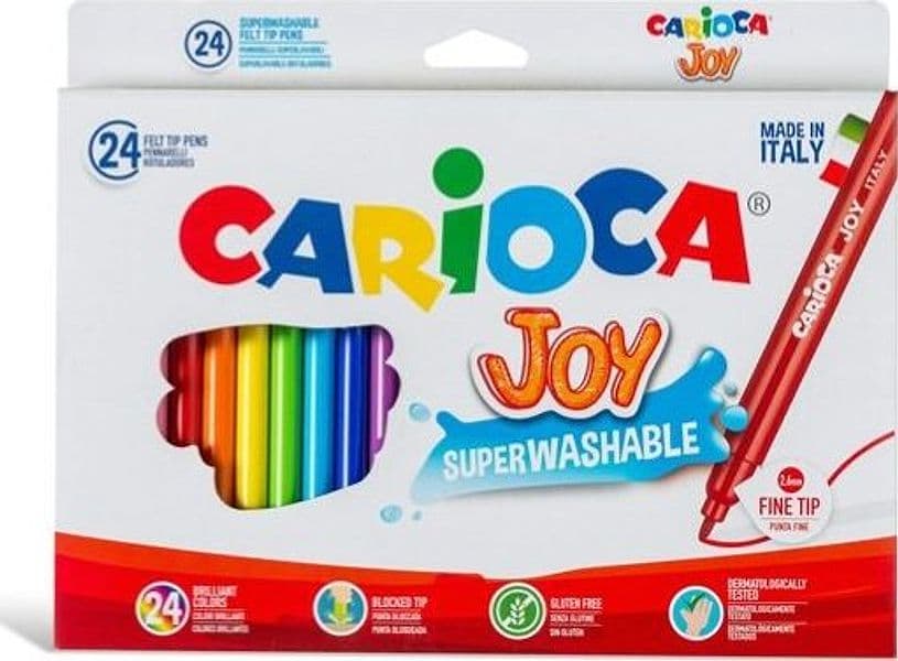 Pennarelli Joy - punta 2 6mm - colori assortiti - lavabili - Carioca - scatola 24 pezzi Giochi e giocattoli/Attività creative/Accessori per disegnare e colorare/Pennelli Eurocartuccia - Pavullo, Commerciovirtuoso.it