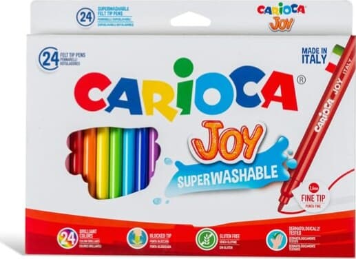 Pennarelli Joy - punta 2 6mm - colori assortiti - lavabili - Carioca - scatola 24 pezzi Giochi e giocattoli/Attività creative/Accessori per disegnare e colorare/Pennelli Eurocartuccia - Pavullo, Commerciovirtuoso.it