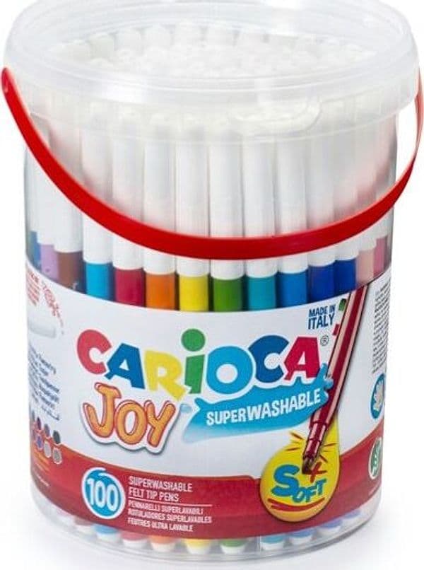 Pennarelli Joy - punta fine - colori assortiti - Carioca - Barattolo 100 pezzi Giochi e giocattoli/Attività creative/Accessori per disegnare e colorare/Pennelli Eurocartuccia - Pavullo, Commerciovirtuoso.it