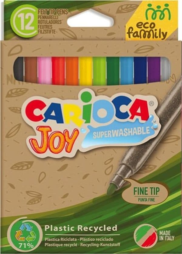 Pennarelli Joy Eco Family - lavabili - colori assortiti - Carioca - scatola 12 pezzi Giochi e giocattoli/Attività creative/Accessori per disegnare e colorare/Pennelli Eurocartuccia - Pavullo, Commerciovirtuoso.it
